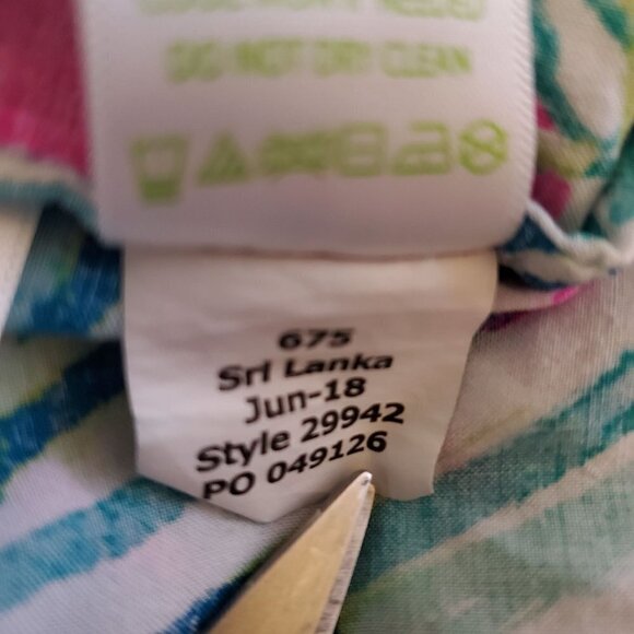 LILLY Pulitzer XS Popover Tunic Blouse Long Sleeves Pink Teal Tropical V-neck - Picture 7 of 11